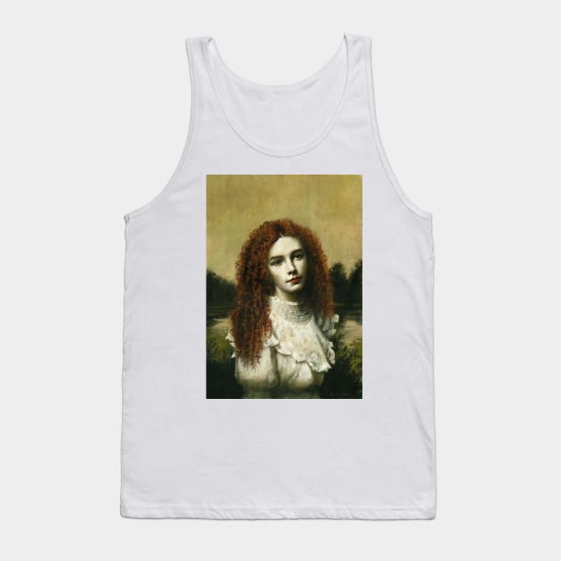 Victorian Girl In White Tank Top by mictomart